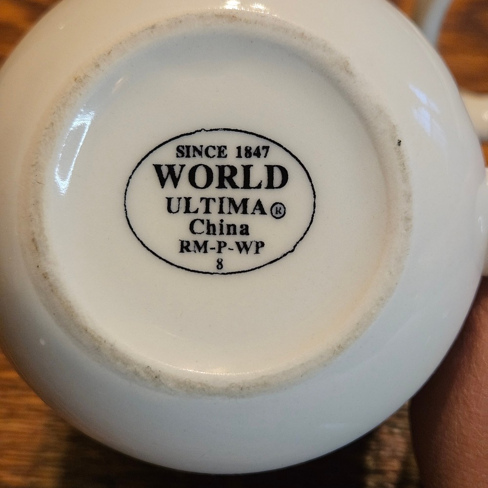 Ultima China World Tableware White Diner Coffee Mugs Set of 2 Cream 8 Oz - Picture 5 of 5